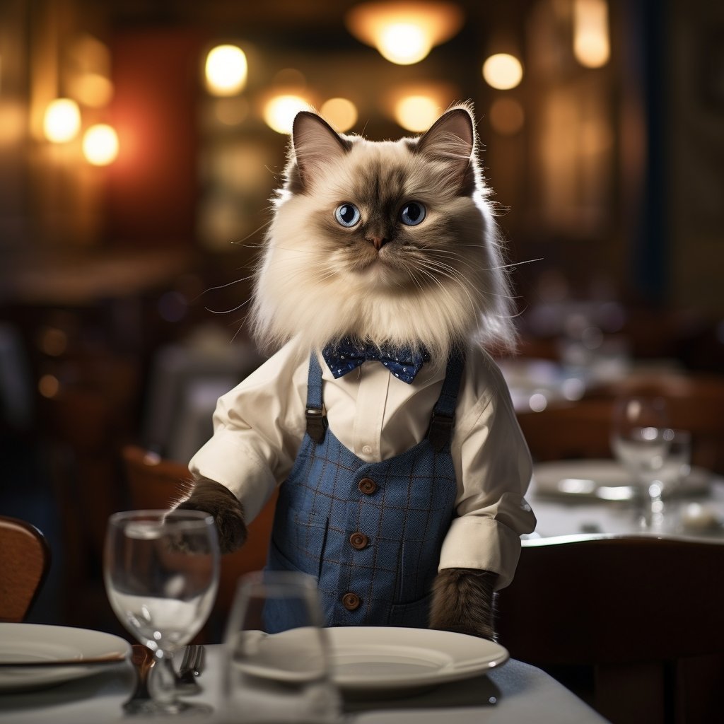 Gracious Banquet Waiter Cat Digital Art Pic