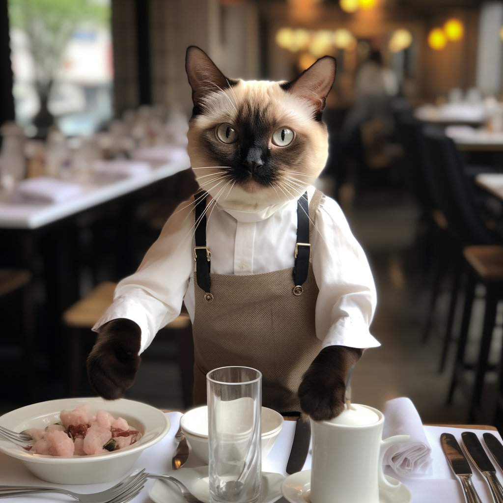 Courteous Waitstaff Lucky Cat Art Pic