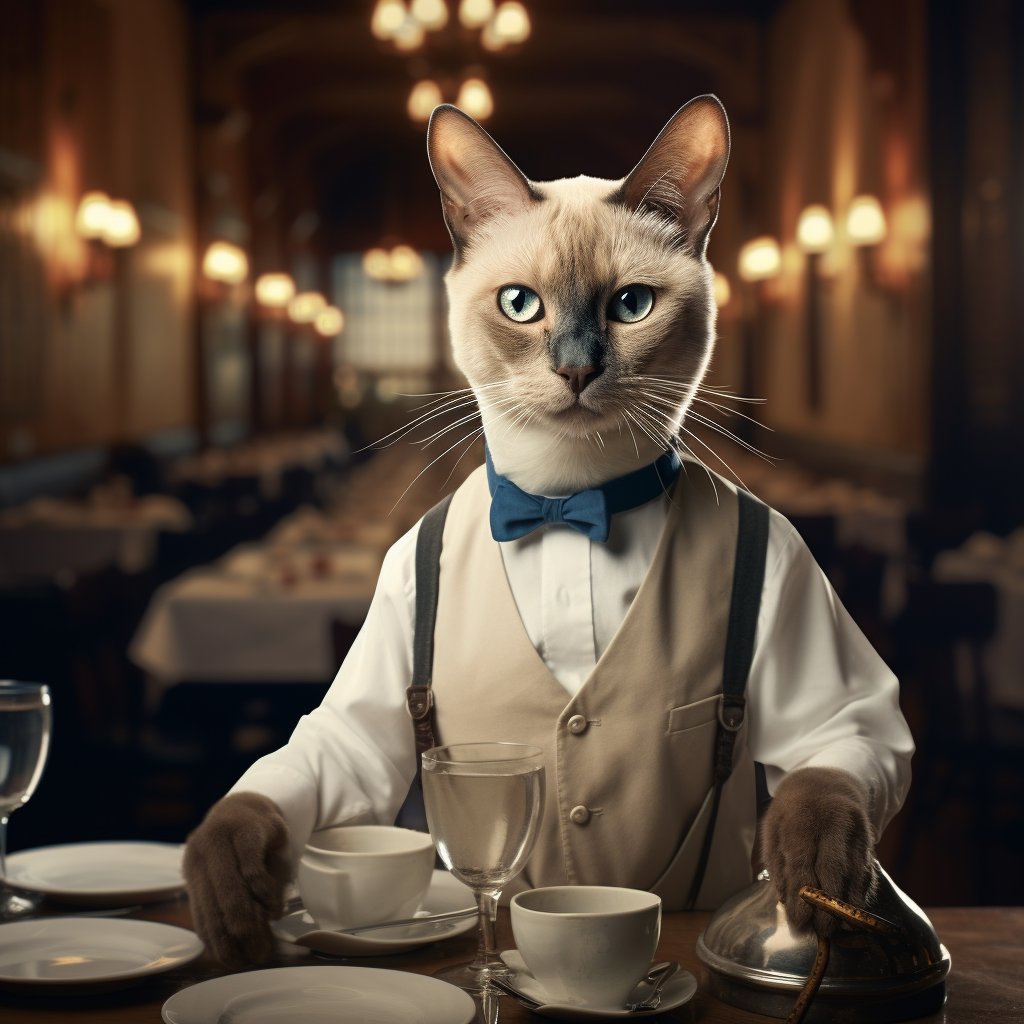 Experienced Waitstaff Cat Fantasy Art Pic