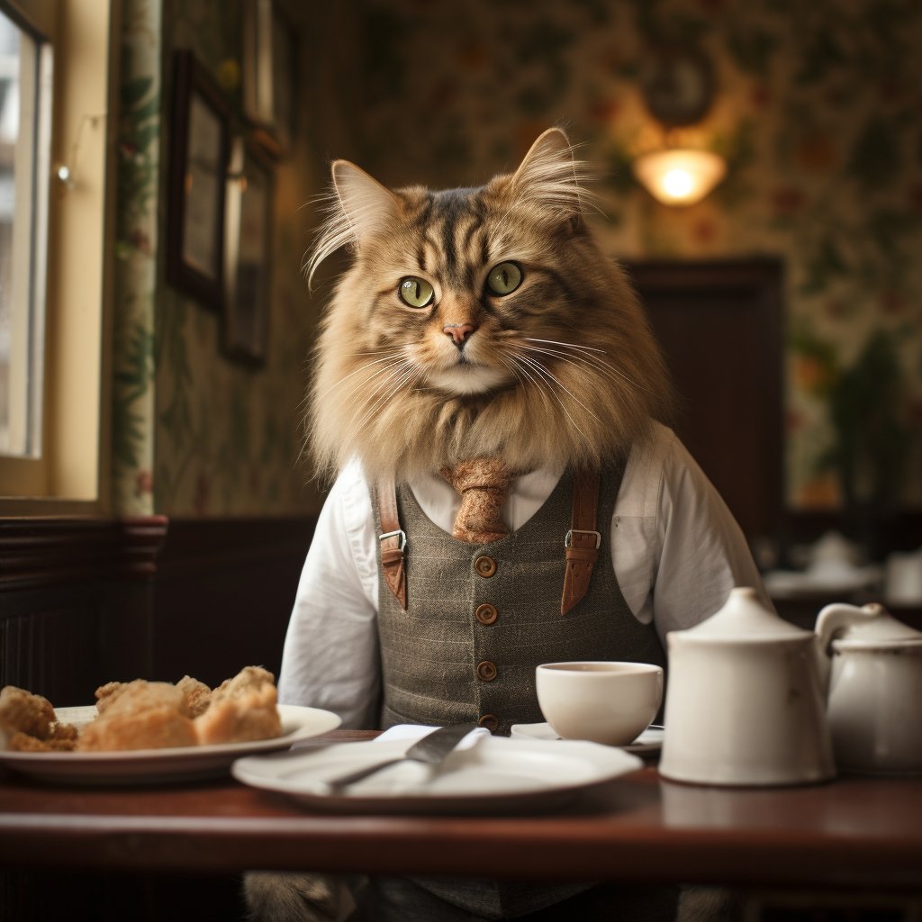 Pleasant Waitstaff Artistic Cat Pic