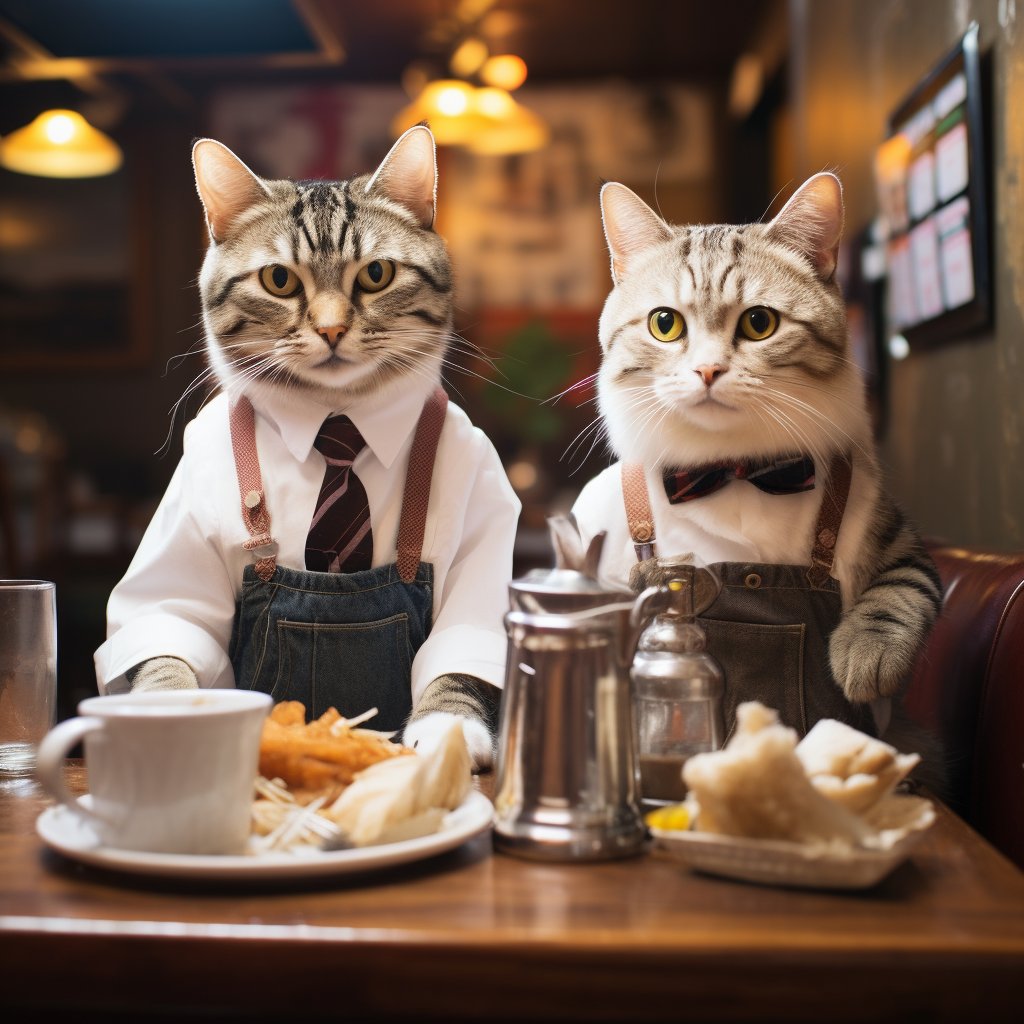 Outstanding Waitstaff Cat Simple Art Pic