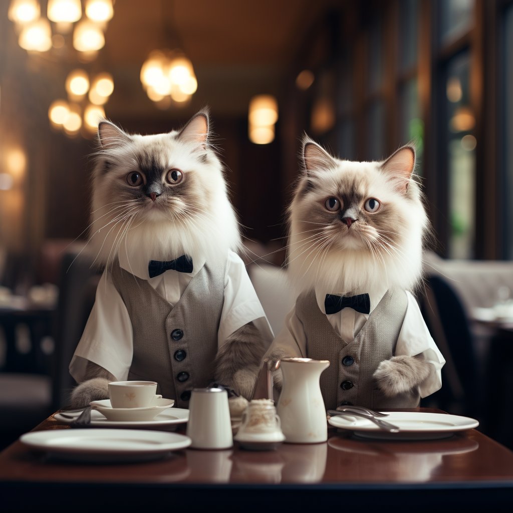 Courteous Service Waitstaff Surreal Cat Art Pic