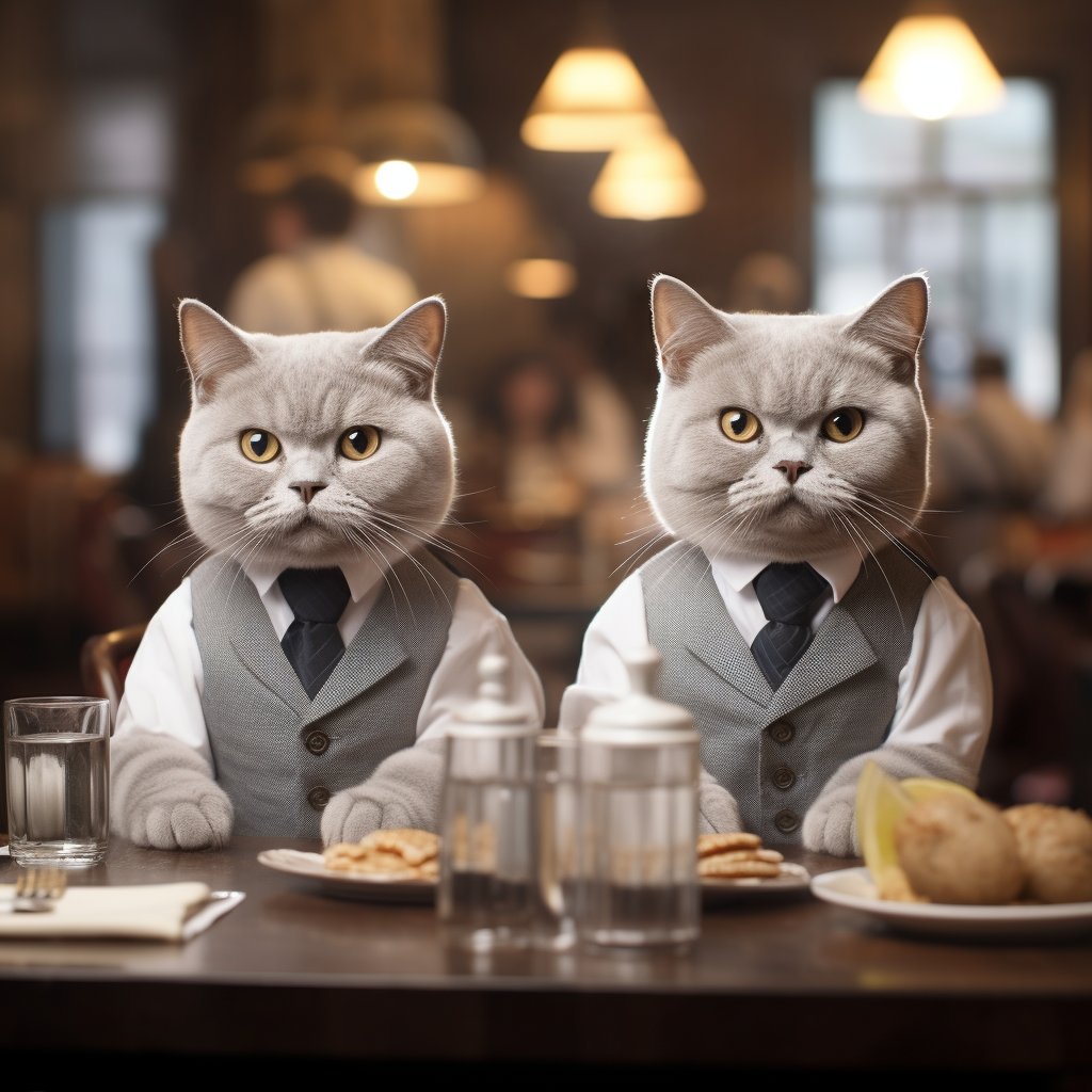 Polite Waiter Art Cat Pic Cute