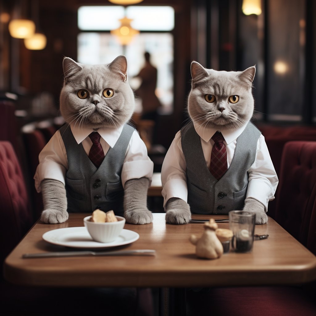 Hospitable Waiter Art Pic Cute Cat