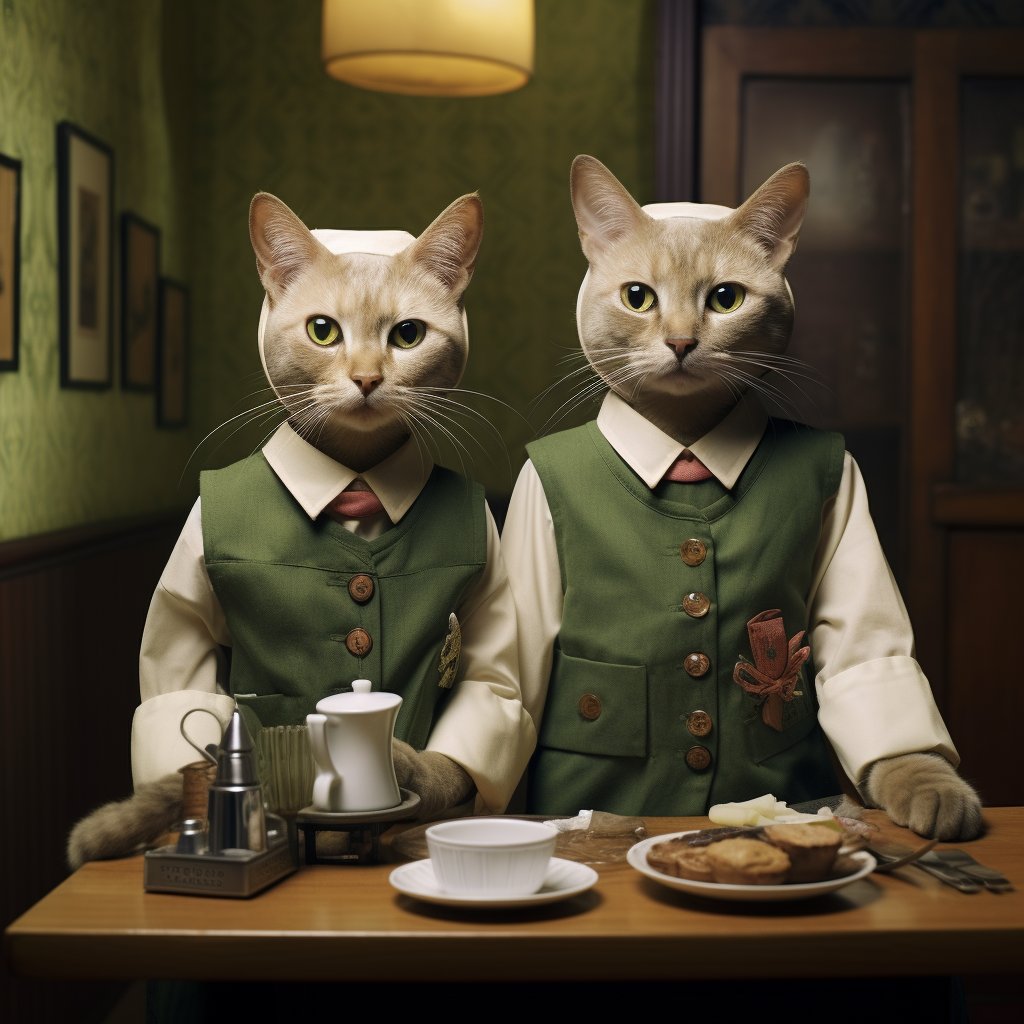 Charming Waiter Groovy Art Pic Cat