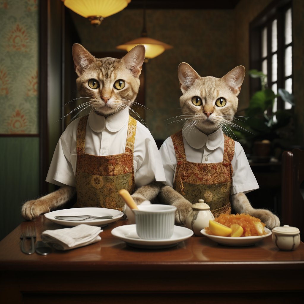 Conscientious Waiter Fantasy Art Pic Cat