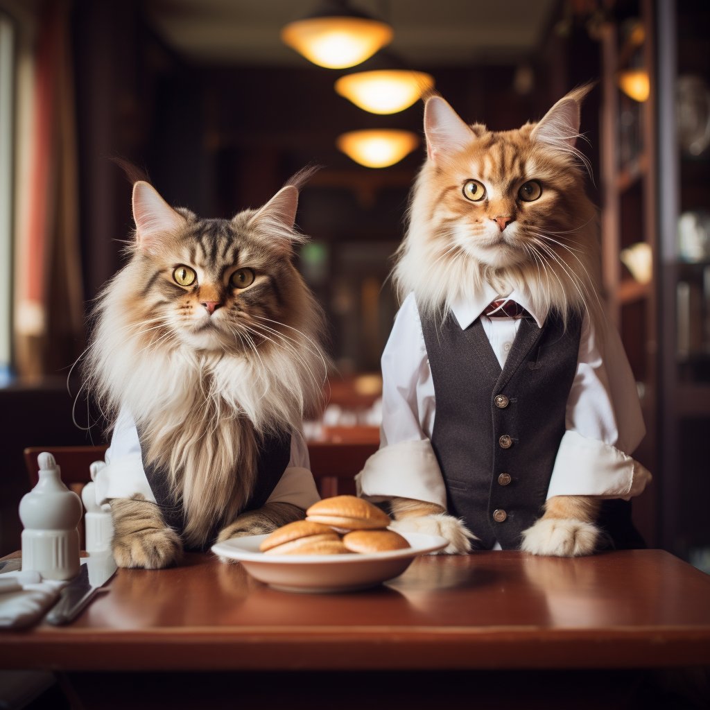 Outstanding Waiter Cat Art Pic Wall