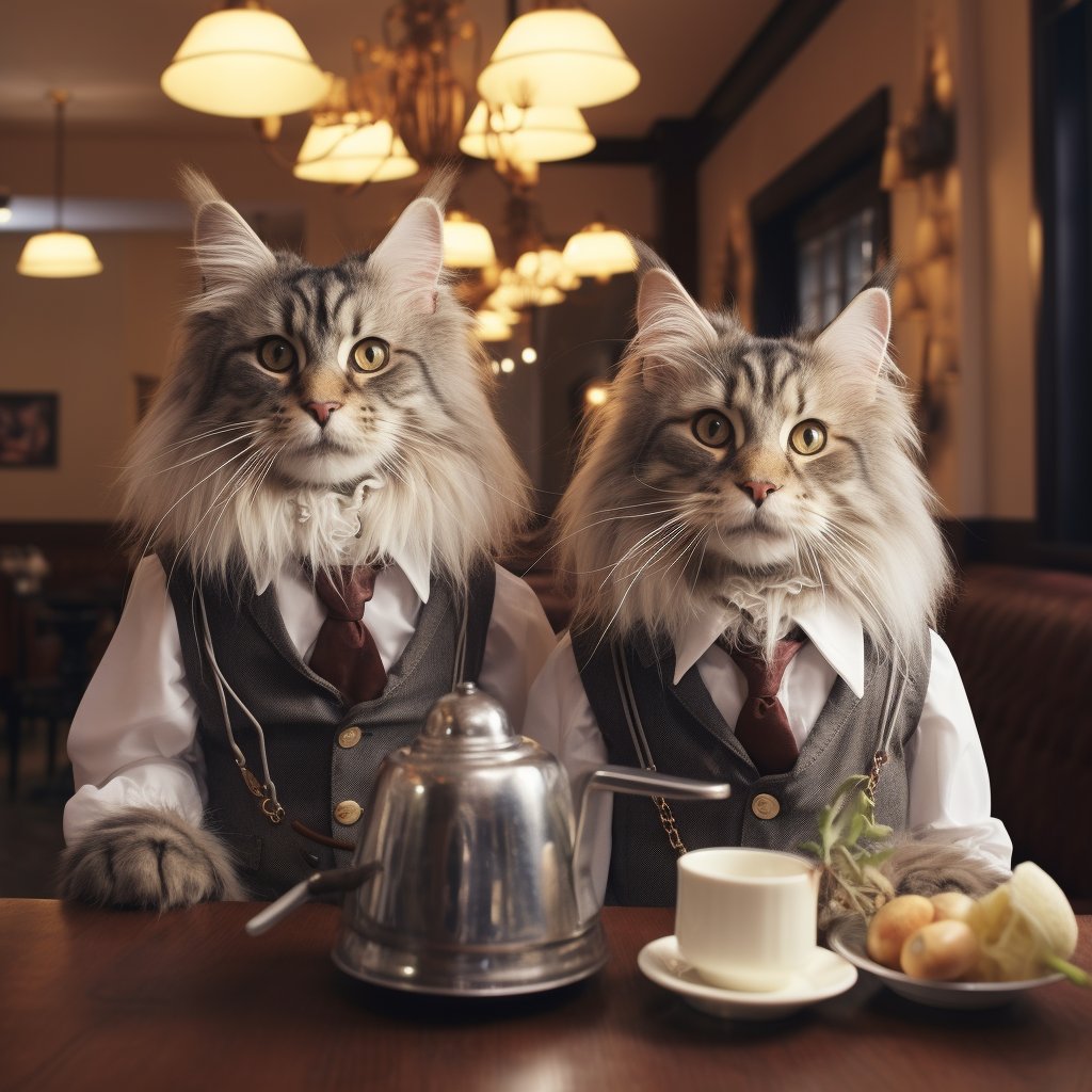 Dedicated Waiter Unique Cat Art Pic