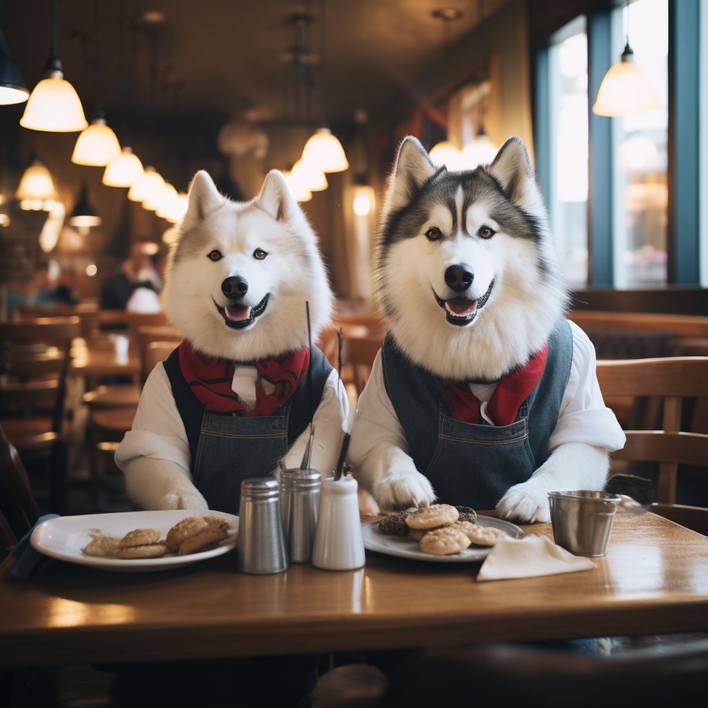 Helpful Waiter Dogs In Digital Art