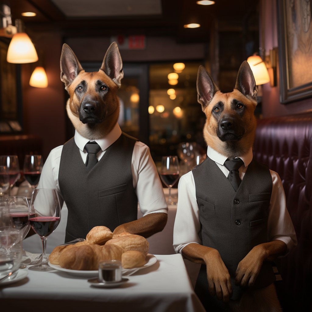 Charming Waiter Dog Modern Digital Art