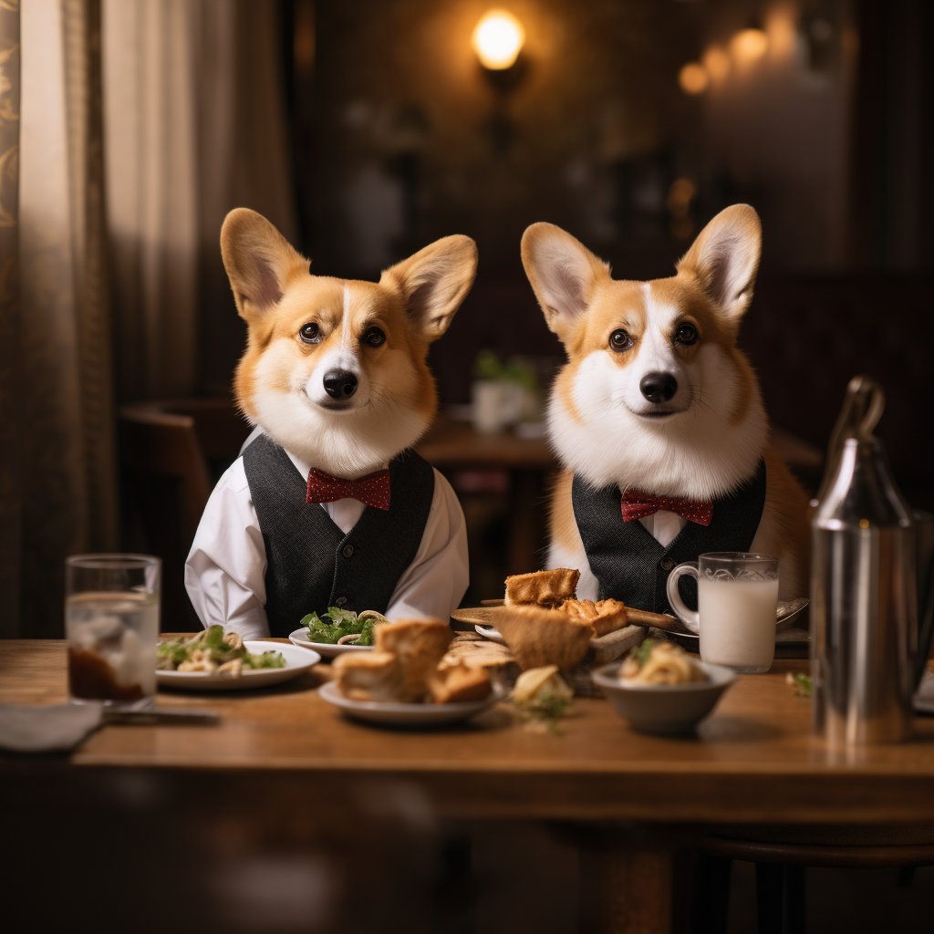 Courteous Dining Waiter Human Dog Digital Art