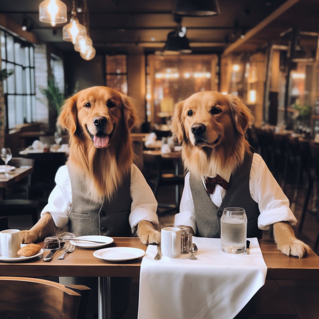 Skilled Dining Waiter Dog Of Digital Art