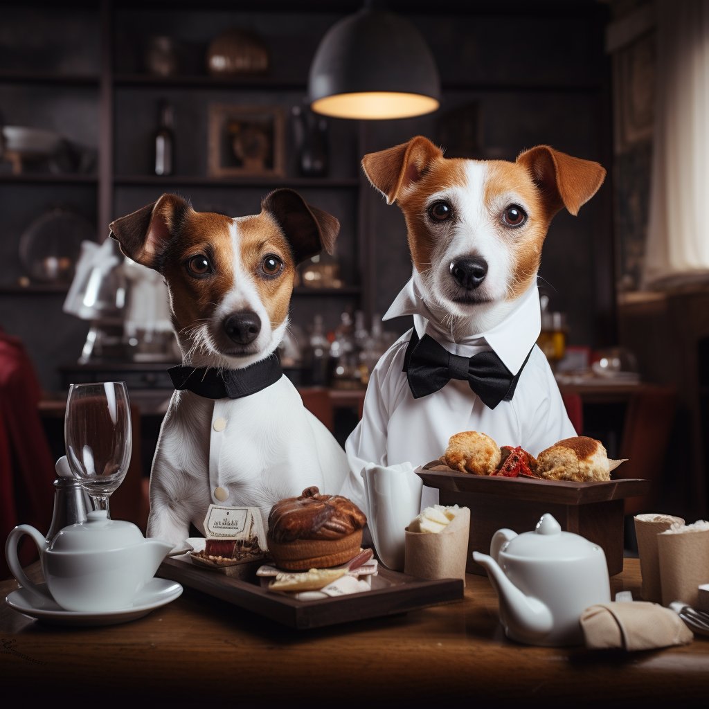 Charming Dining Waiter Personalized Dog Canvas Digital Art