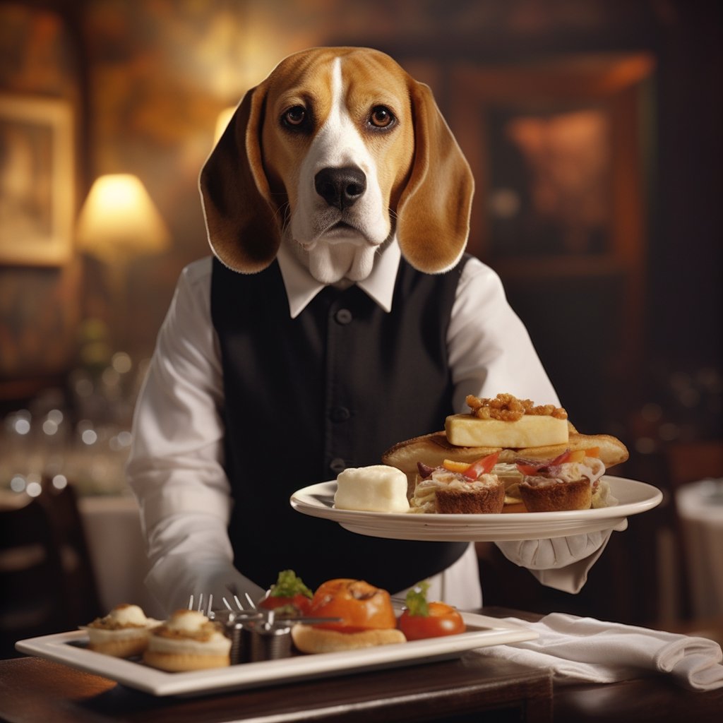 Polite Restaurant Employees Dog Drawing Art Photograph