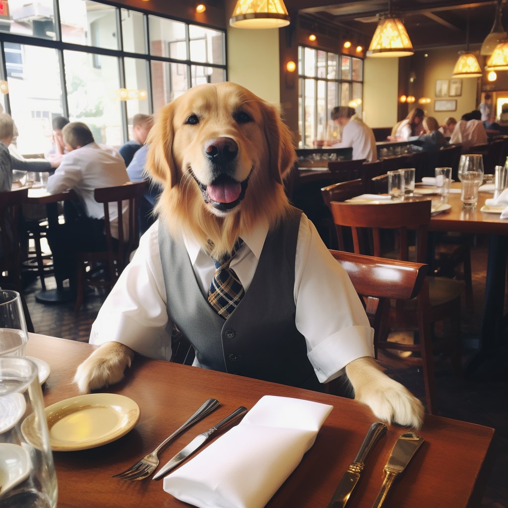 Professional Serving Staff On Duty Dog Bone Art Photograph