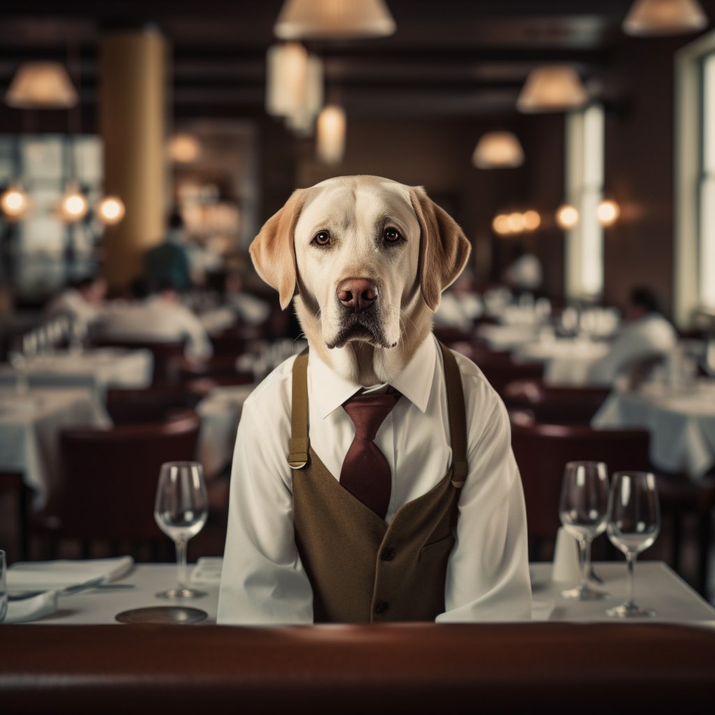 Skilled Dining Room Staff Pop Art Photograph Bulldog