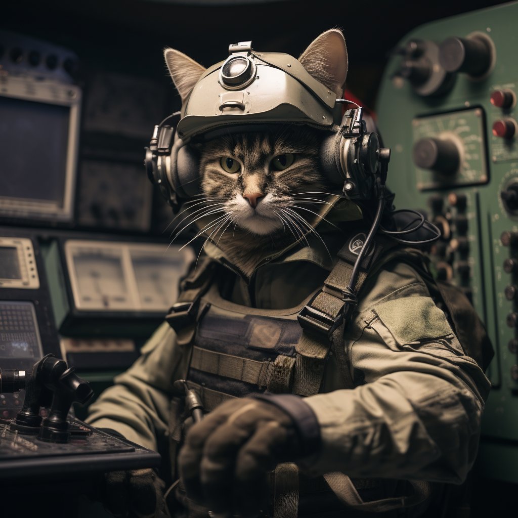 Committed Signal Technician Funny Cat Art Photograph