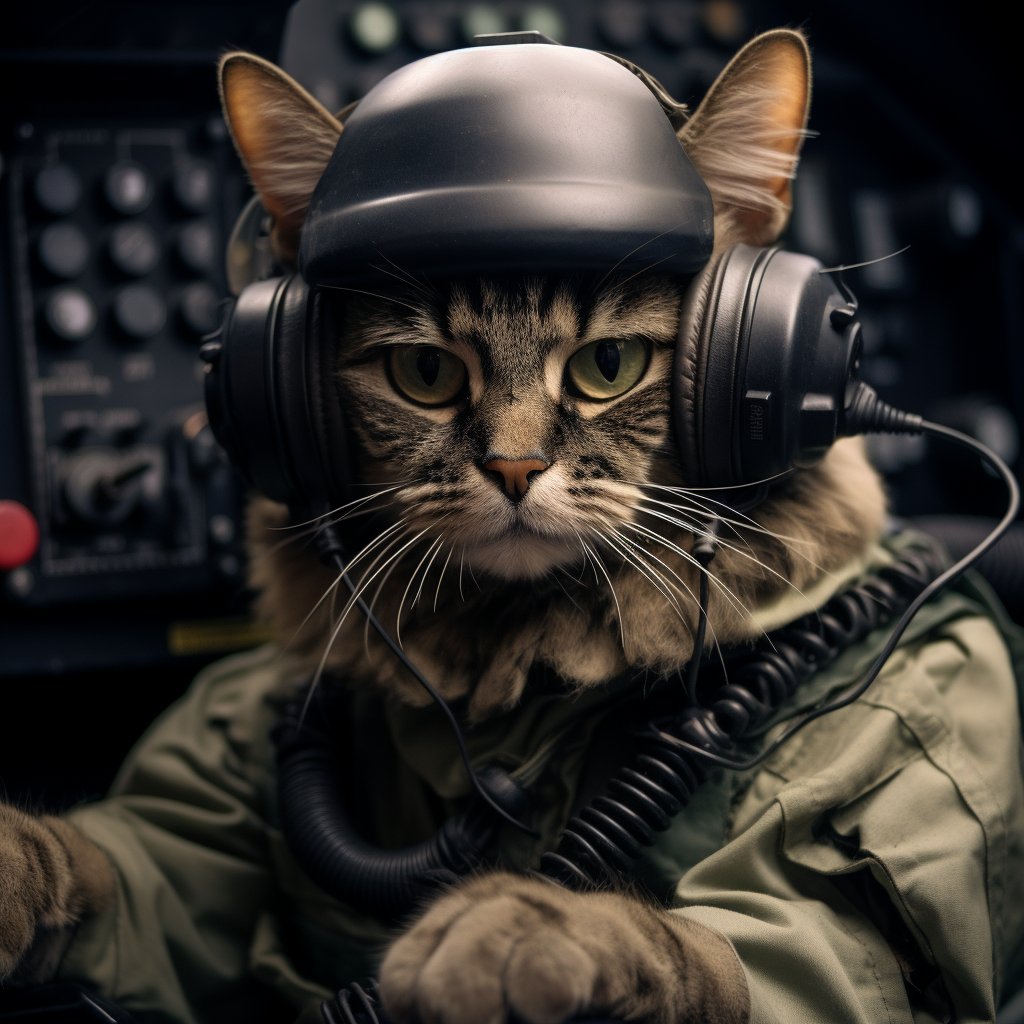 Attentive Signal Specialist Digital Art Photograph Cat