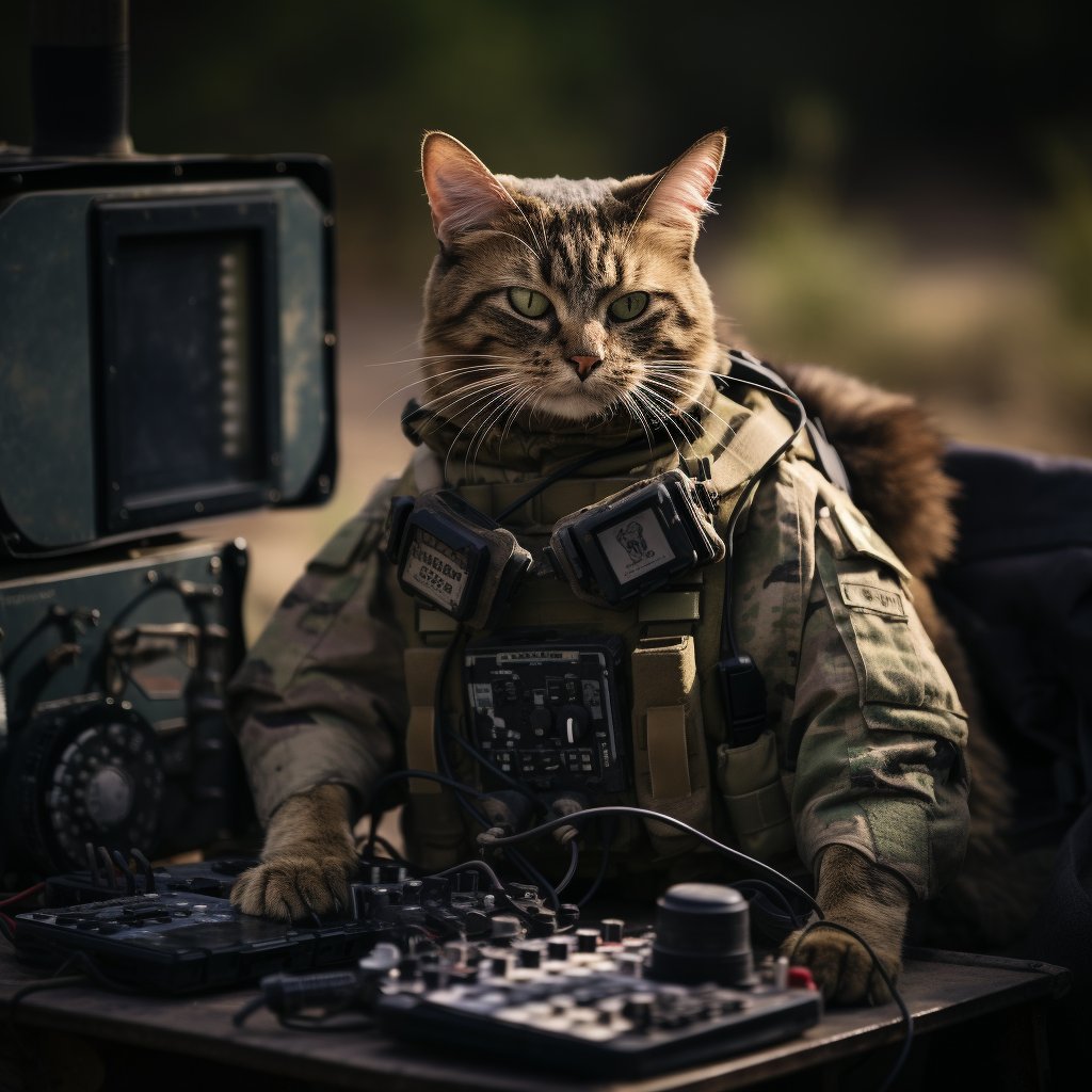 Diligent Signal Soldier Personalised Cat Art Photograph