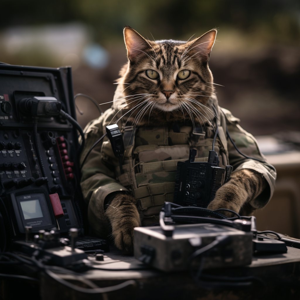 Resourceful Signal Soldier Cat Art Photograph Funny