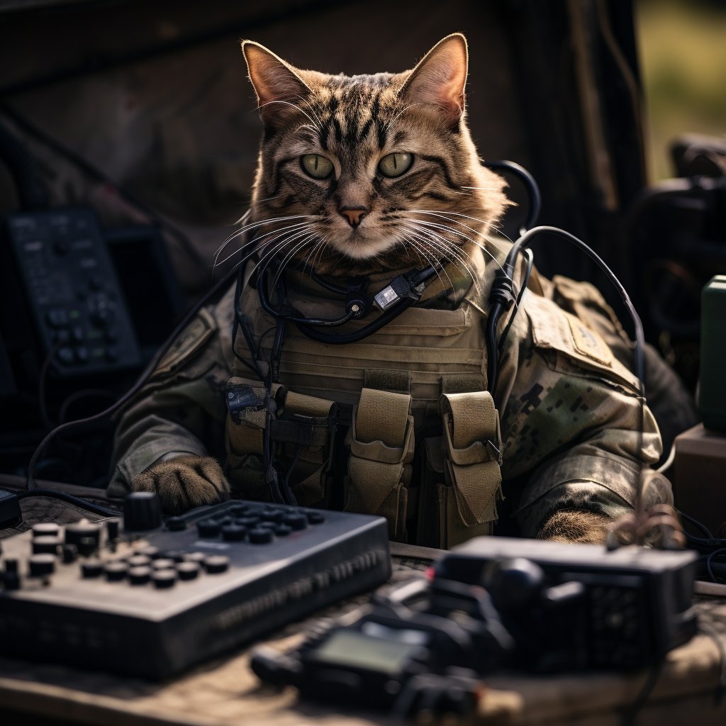 Effective Signal Soldier Cat Man Art Photograph