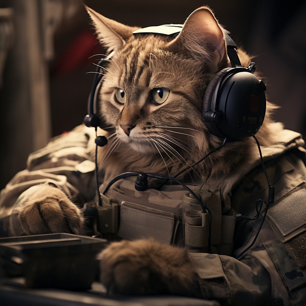 Capable Signal Soldier Art Photograph Cat Cute