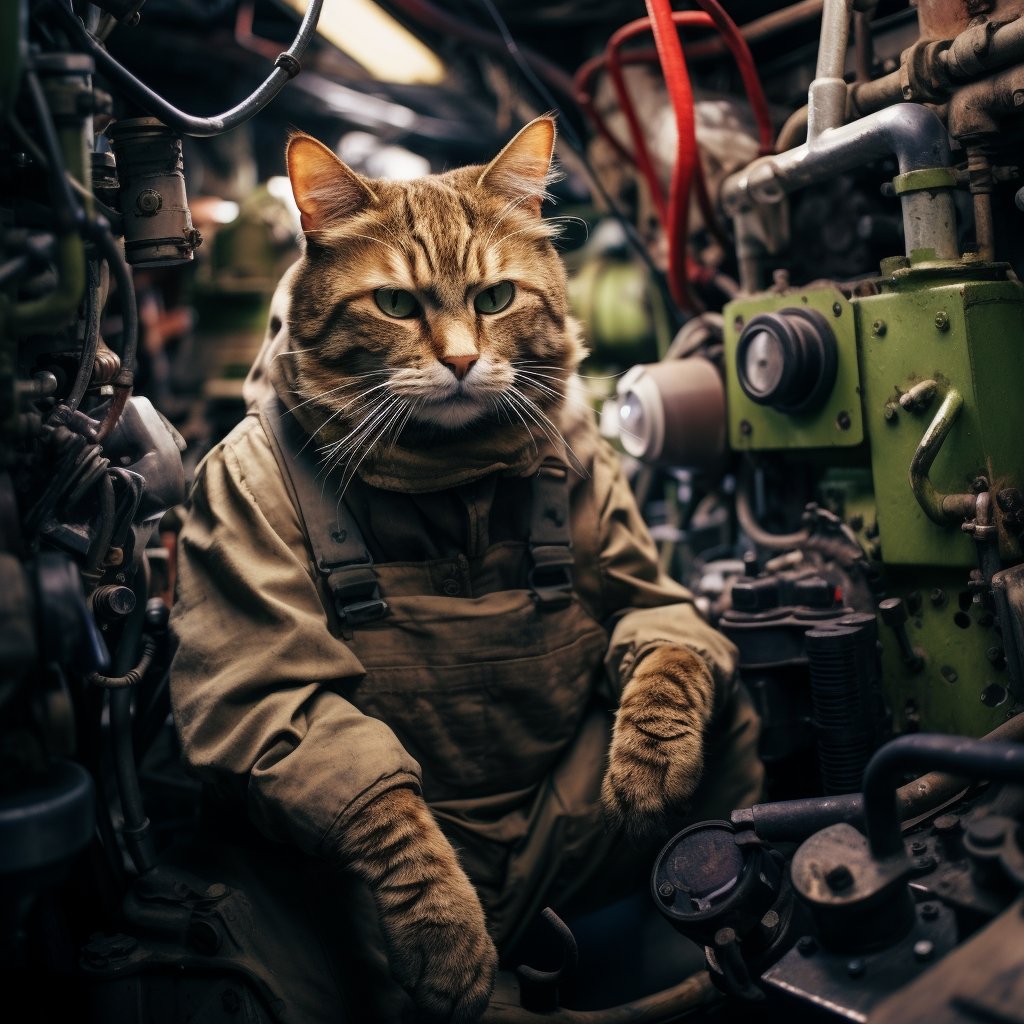 Strong Engineer Soldier Famous Cat Art Prints