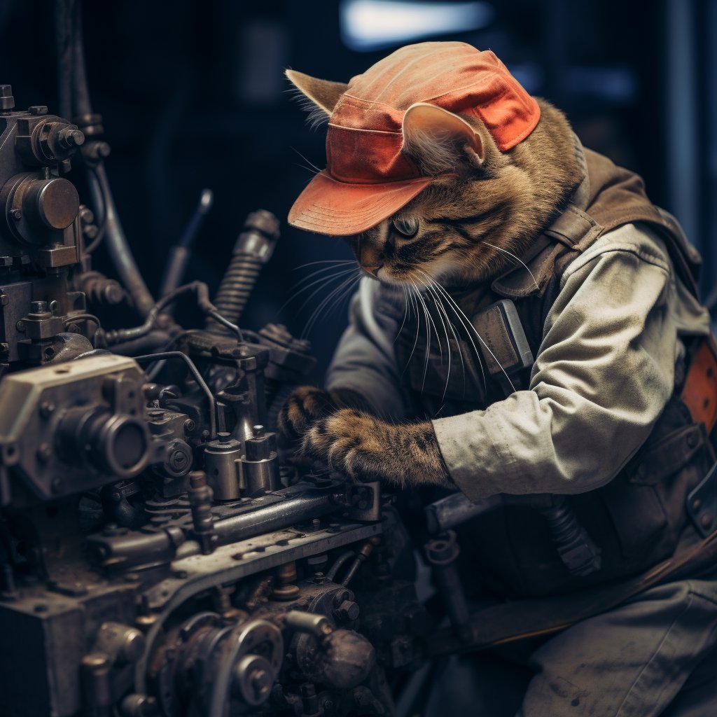 Valiant Engineer Soldier Cat Cute Art Prints