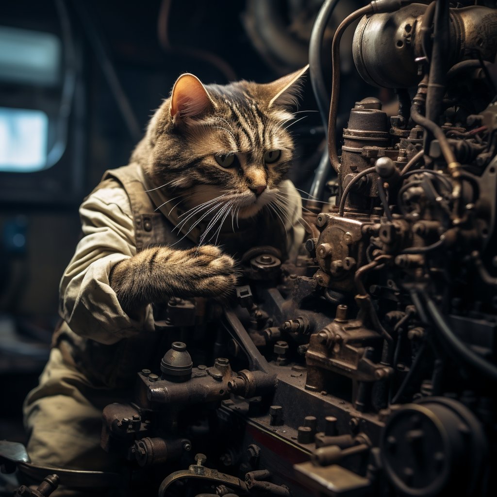 Skilled Engineer Soldier Artistic Prints Cat
