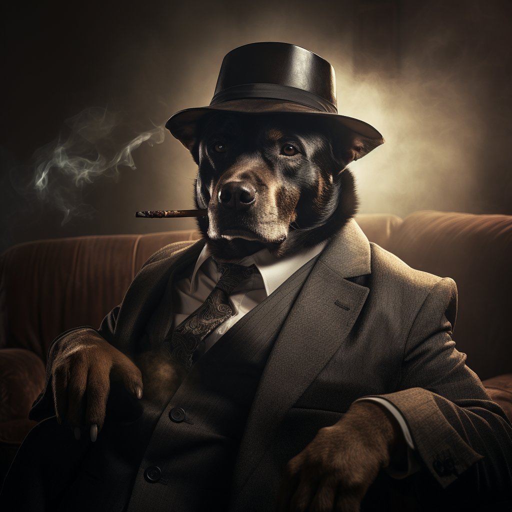 Ruthless Mafia Boss Realistic Dog Art Prints