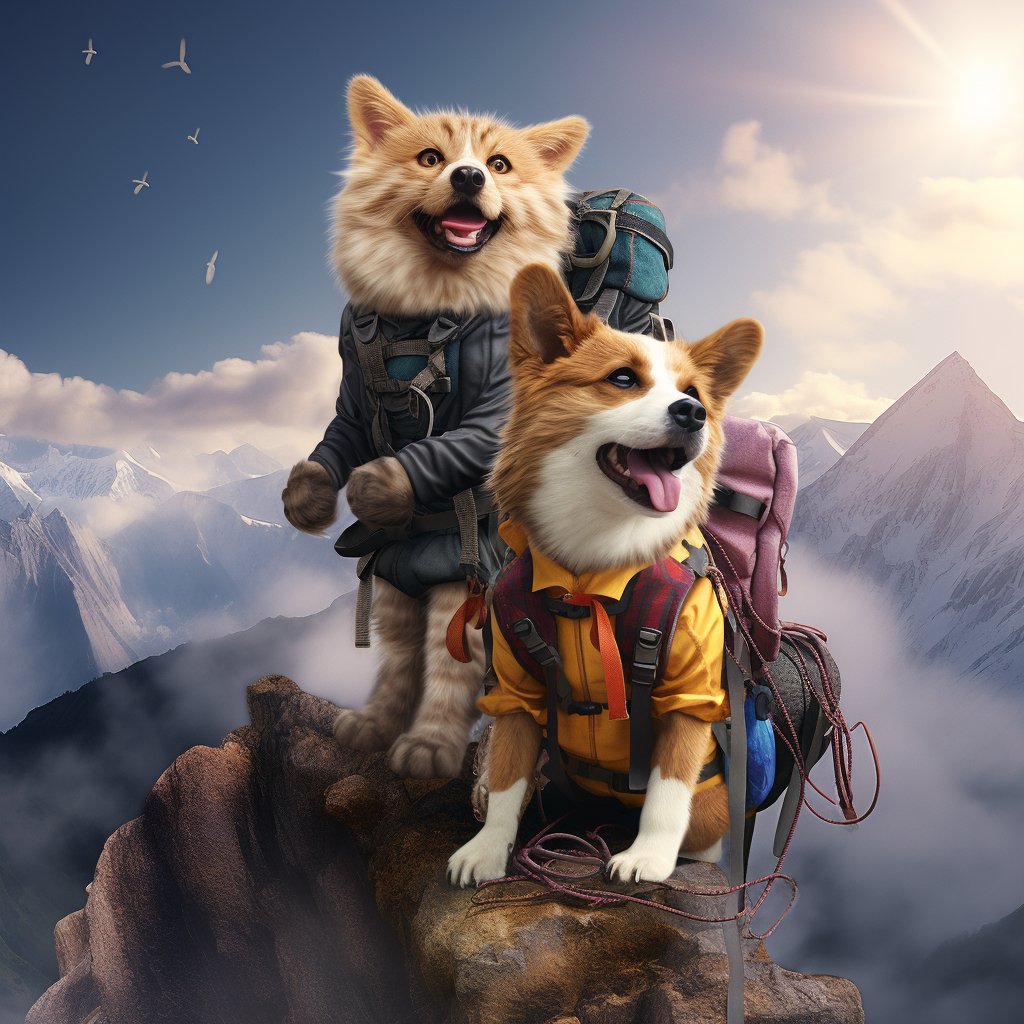 Fearless Mountain Climber Precious Pet Art Portrait