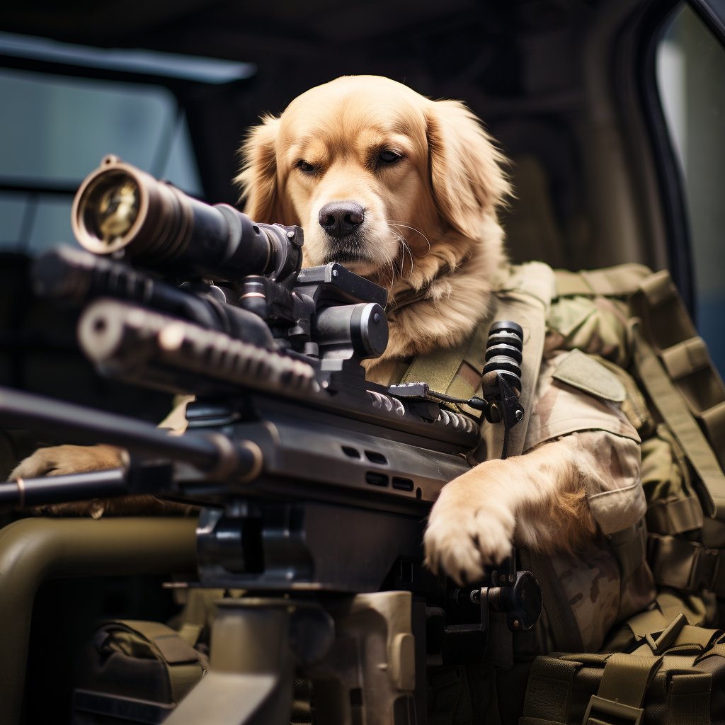 Swift Light Machine Gunner Funny Pet Portrait Canvas Photo