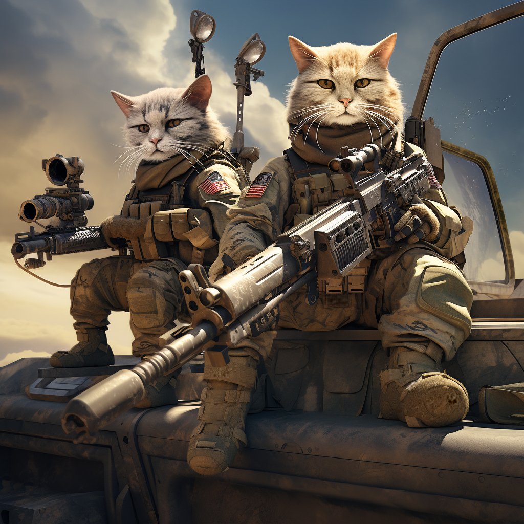 Tactical Machine Gun Operator Custom Pet Painting Canvas Image