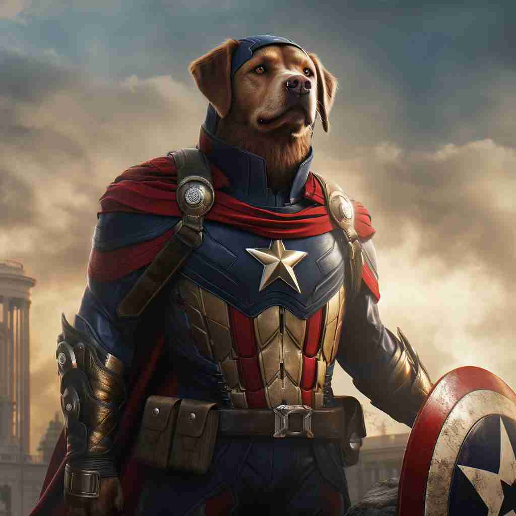 Fearless Captain America Pet Picture On Canvas