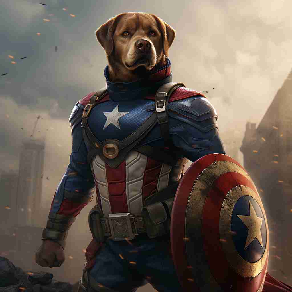 Visionary Captain America Pet Portrait Painting