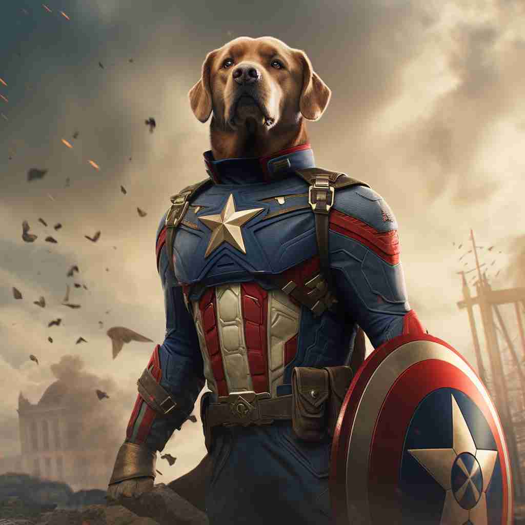 Captain America'S Bold Tenacity Pet Portrait Painting