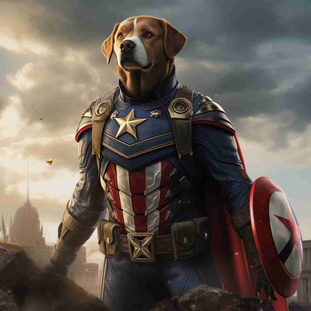 Glorious Captain America Pet Painting Portraits