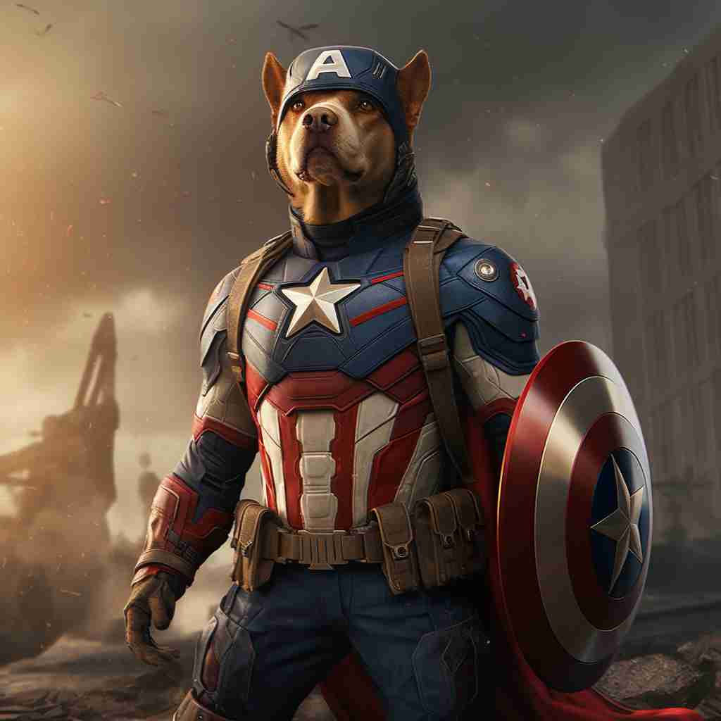 Invincible Captain America Pet Portrait Paintings