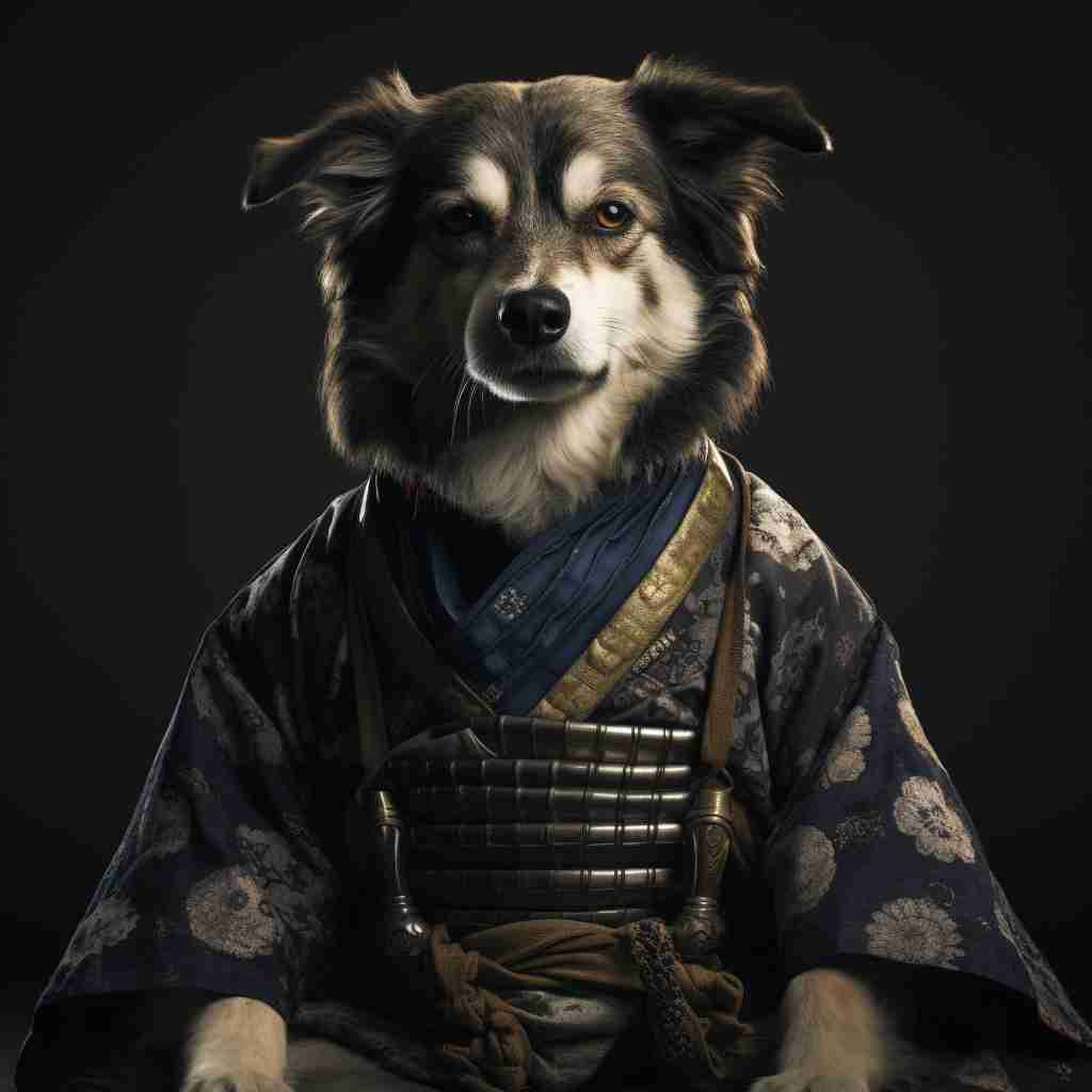 Samurai'S Unyielding Courage Canvas Wall Art Painting Of Pet