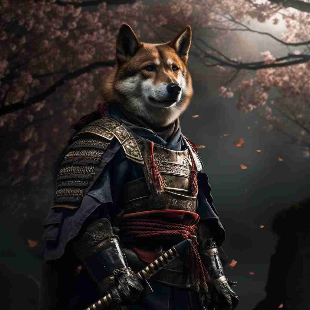 Vigorous Samurai Pets Painted Art On Canvas