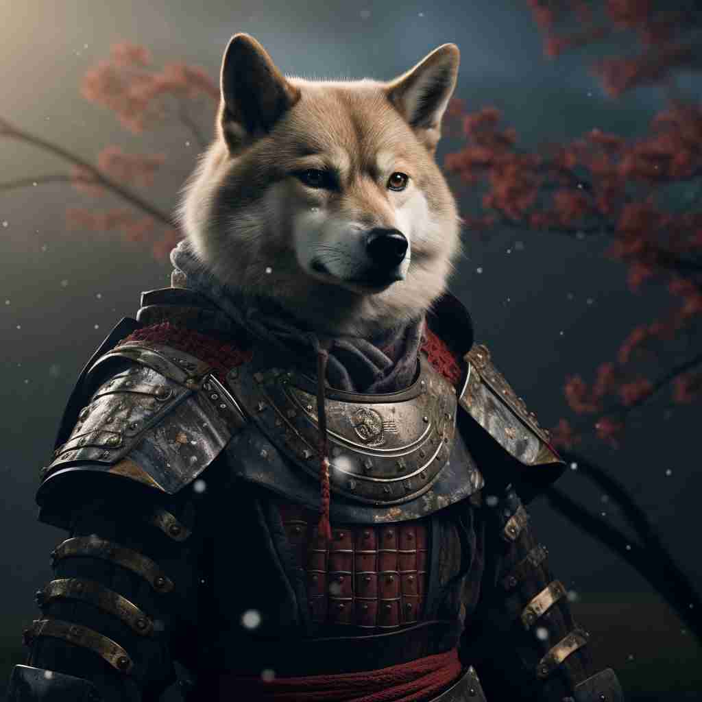 Undaunted Samurai Canvas Painting Of Pet Picture