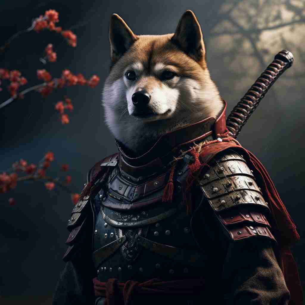 Tenacious Samurai Pet Portrait Canvas Painting Photo