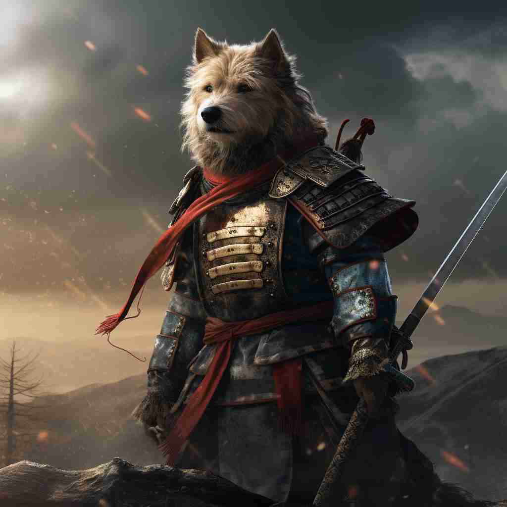 Tranquil Samurai Pet Portrait Art Painting