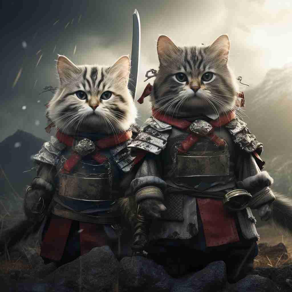 Revered Samurai funny pet digital paintings