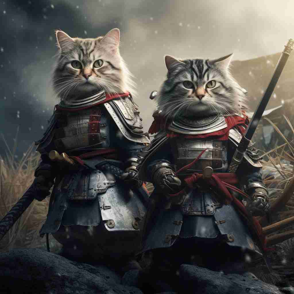 Samurai's Reverent Virtue pet digital paintings on canvas