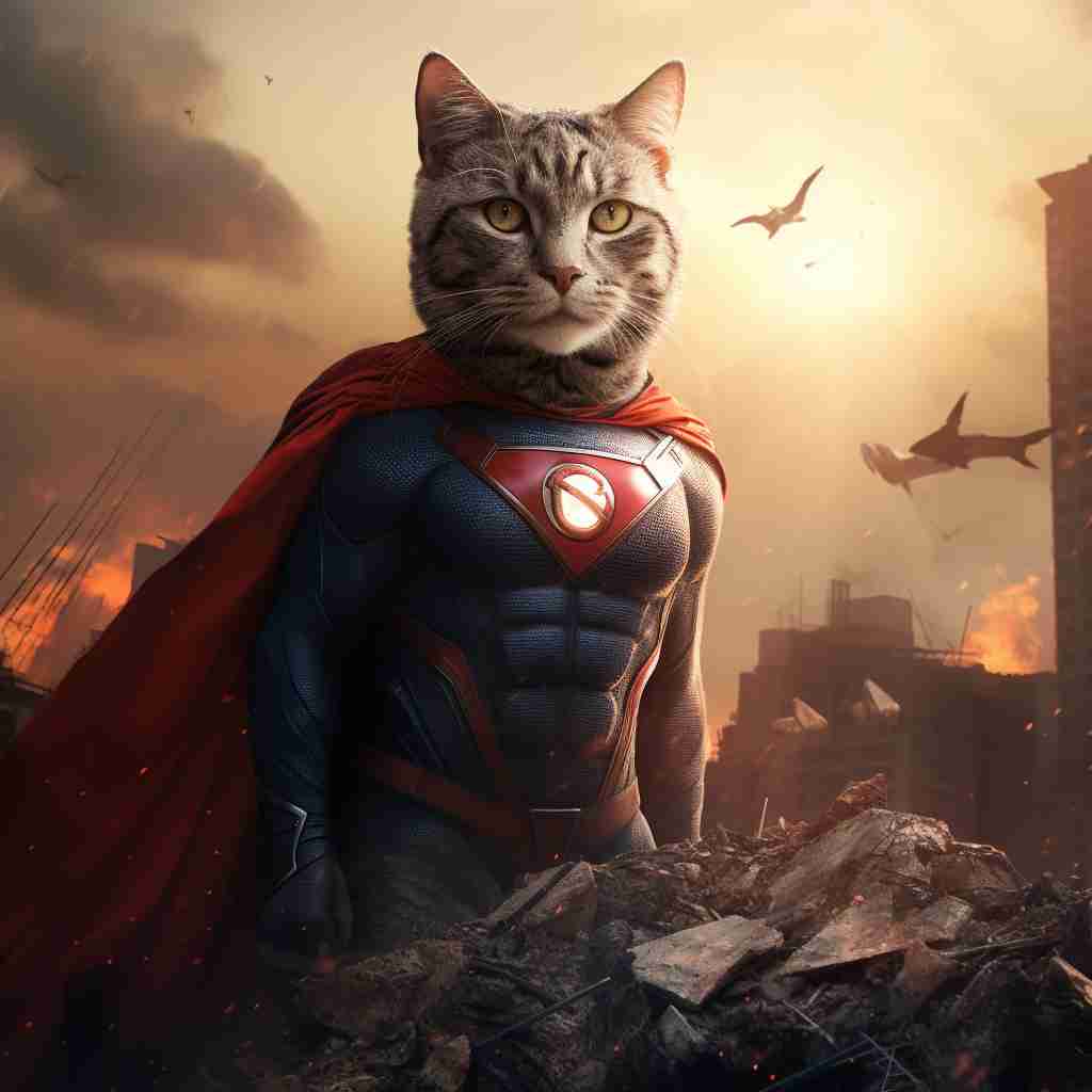 Mighty Superman Bad Cat Art Prints