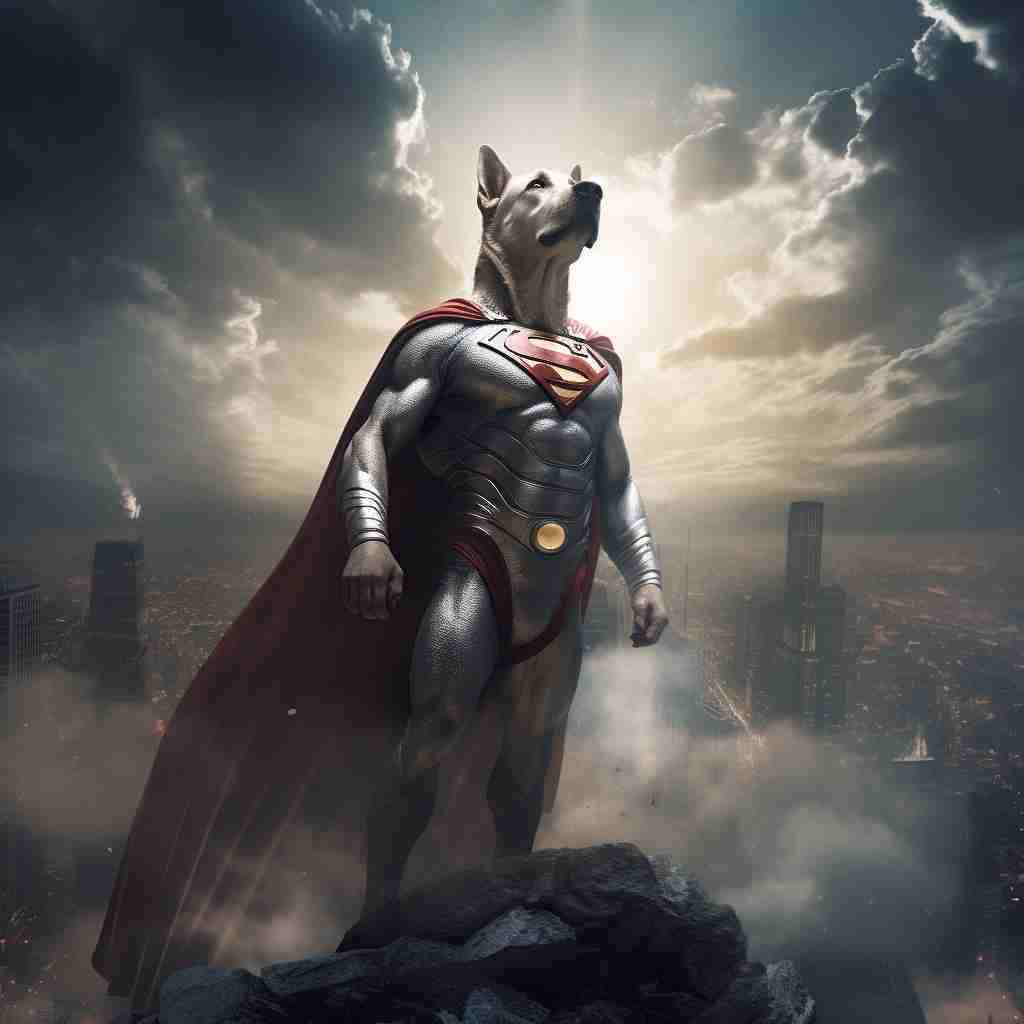 Dauntless Superhero Dog Canvas Photo Wall Art