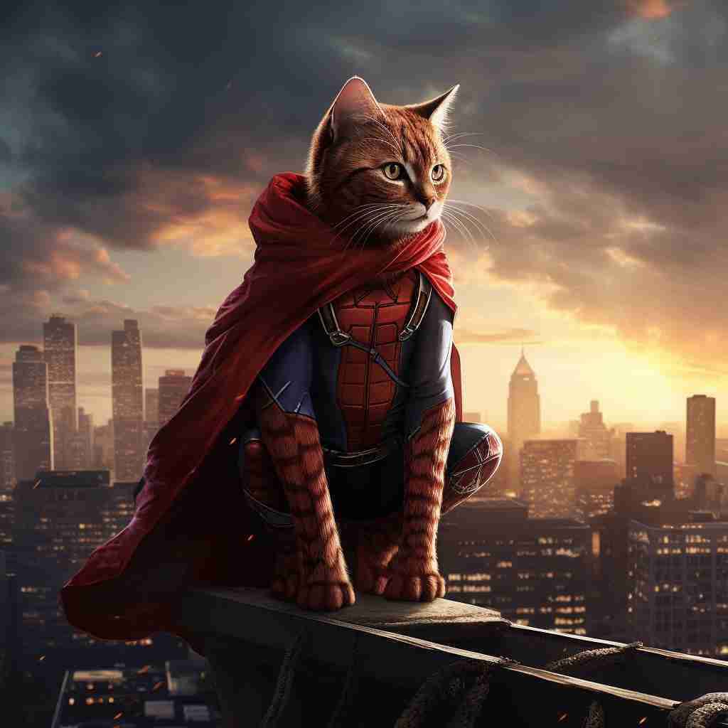 White Spider Man Cat Funny Art Prints