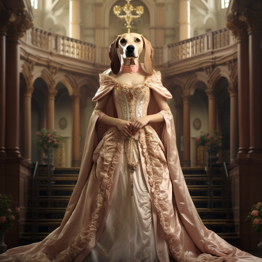 Whimsical Royalty: Renaissance Princess Pet Portraits for Funny Dog Owners