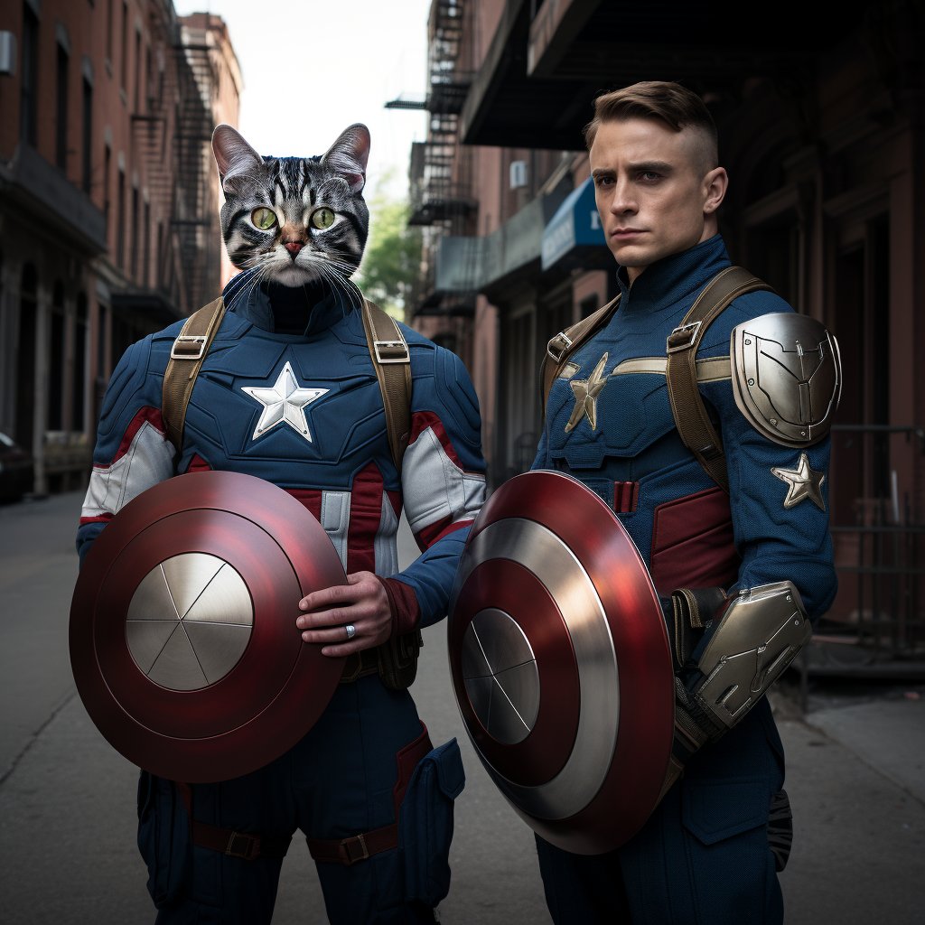 Vibrant Unity: Colourful Animal Portraits Celebrating Furryroyal and Captain America